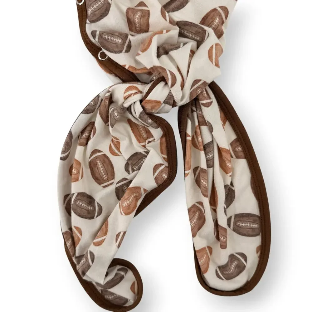 Copper Pearl Football Blitz Knotted Gown Headband Bow Lot Sz Newborn Boy Girl